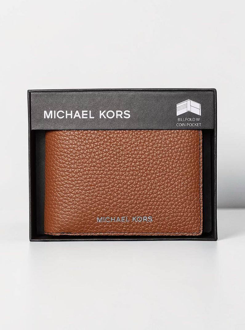 Michael Kors Cooper Pebbled Leather Billfold Wallet With Coin Pouch,36T4LCOF3L