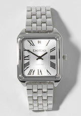 Silver Link Rectangle Bracelet Diamond Dial Watch