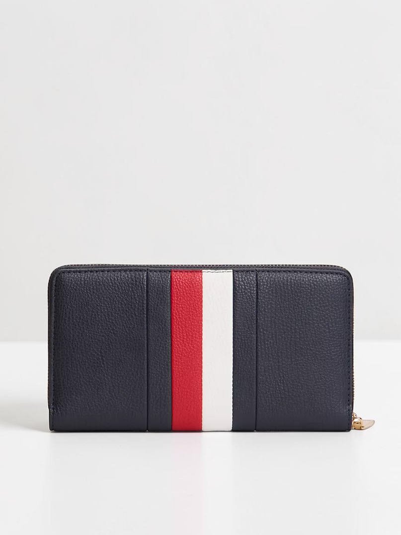 Immediate Tommy Hilfiger Signature Stripe Zip Wallet Serial XW04740-CIK
