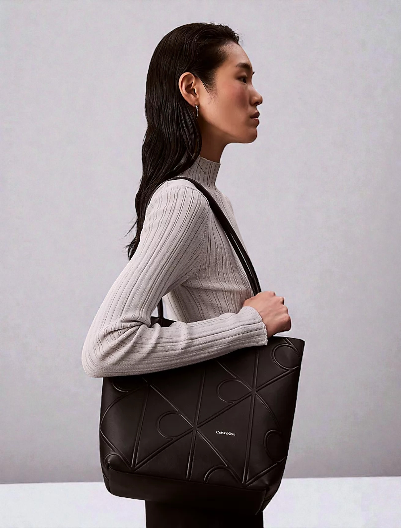 C.K Embossed Allover Emblem Logo Small Tote Bag 4F3197G