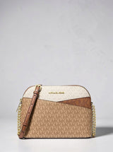 MICHAEL KORS Jet Set Travel Medium Color-Block Signature Logo Crossbody Bag,35S5GTVC6B