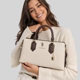 LOCK CHAIN SATCHEL BAG WITH CROSSBODY STRAP،27V0063-AA00A
