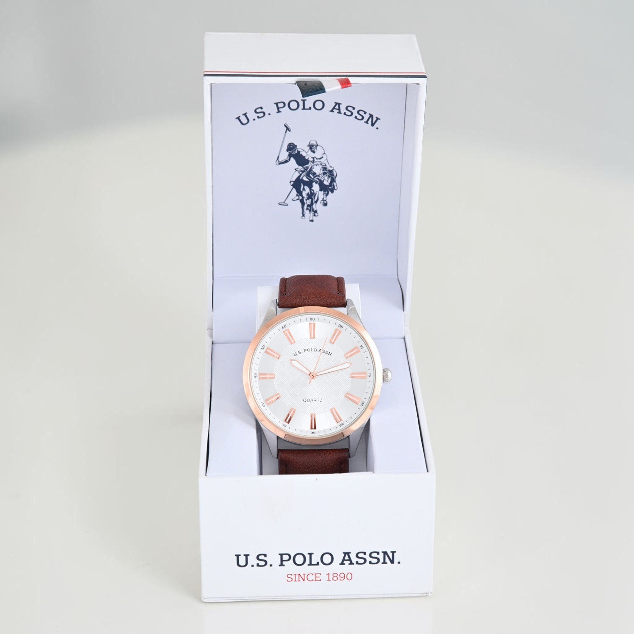 MENS BROWN STRAP GOLD ACCENT WATCH