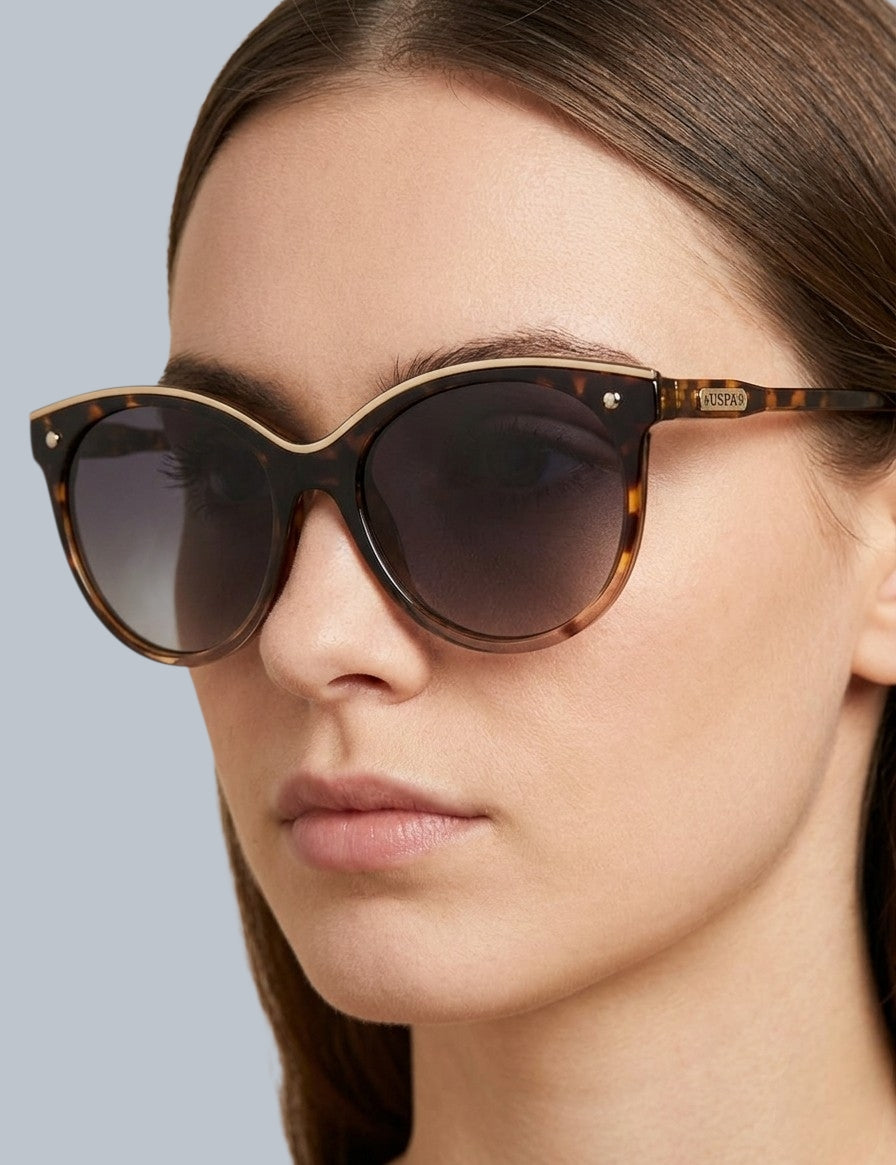 LADIES CAT-EYE SHIELD ENAMEL TOP RIM SUNGLASSES,PA5031