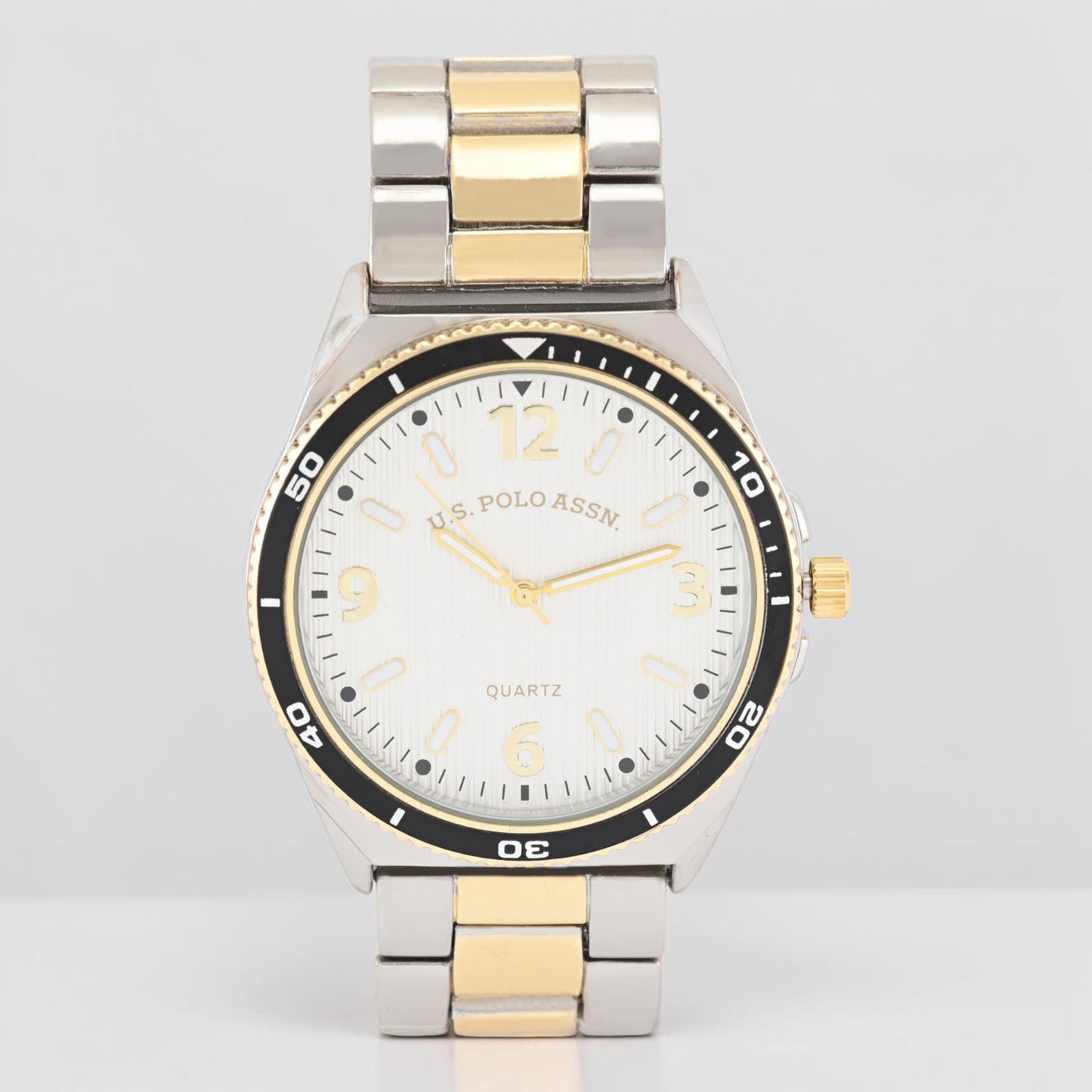 Immediate MENS TWO TONE SILVER AND GOLD ANALOG LINK WATCH,USC80830UO-0000A