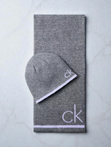 Flocked Monogram Logo Beanie and Scarf Set