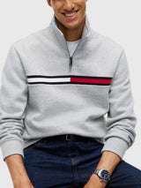 TOMMY HILFIGER Flag Stripe Logo Quarter-Zip Sweatshirt , XM08960-P61