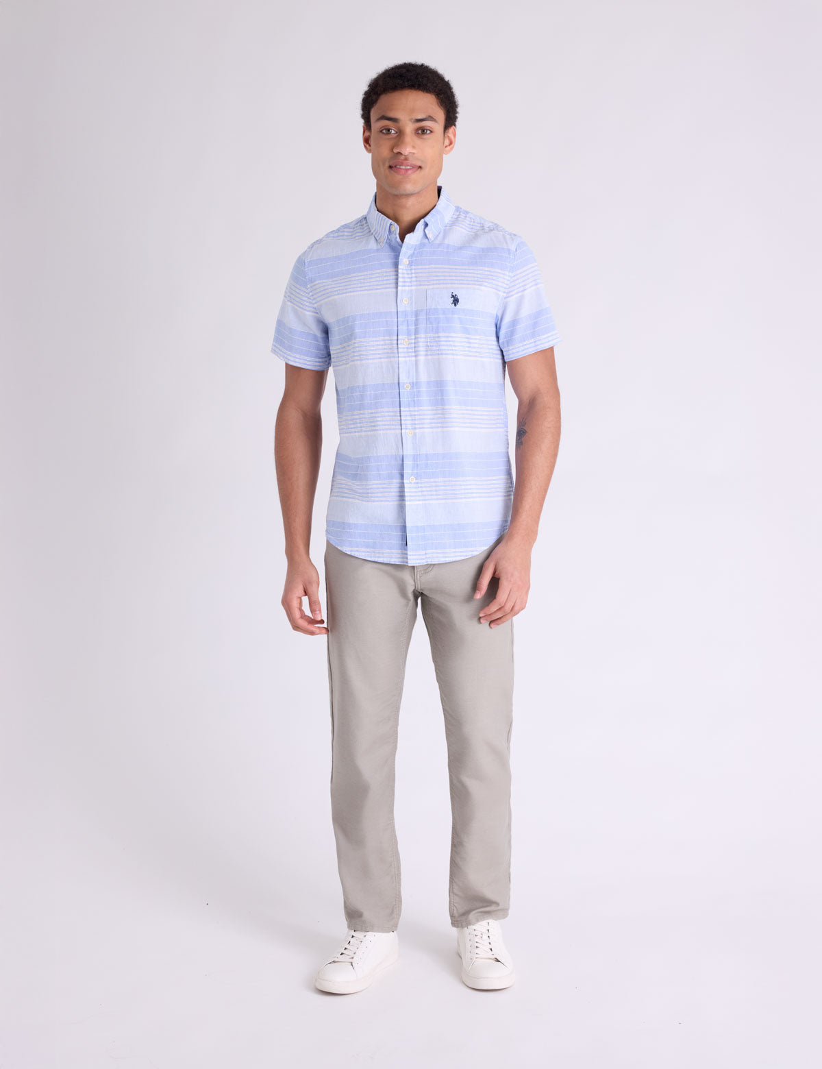 SLUB POPLIN WITH DOBBY SHORT SLEEVE SHIRT Serial 11H0280-VQ00A