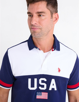 Immediate COLOR BLOCK USA APPLIQUE PIQUE POLO SHIRT Serial 11P0113-3O00A
