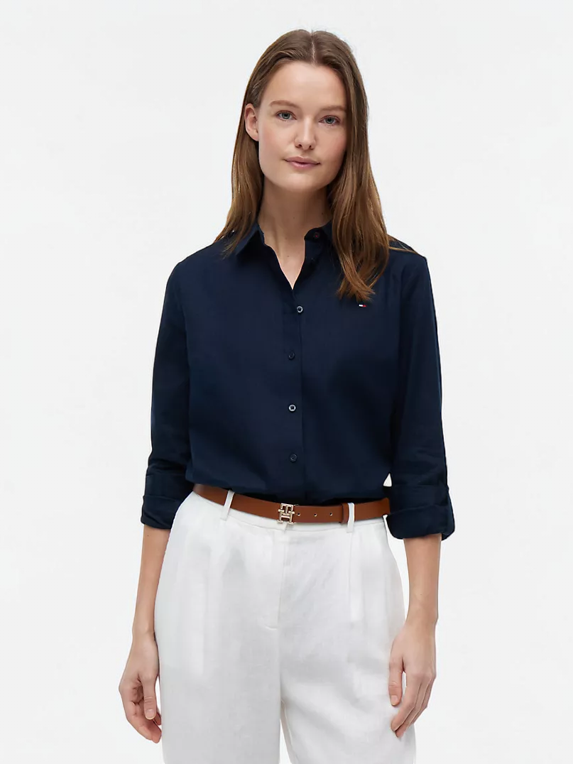 Regular Fit Relaxed Fit Linen-Blend Shirt XW04799-DW5