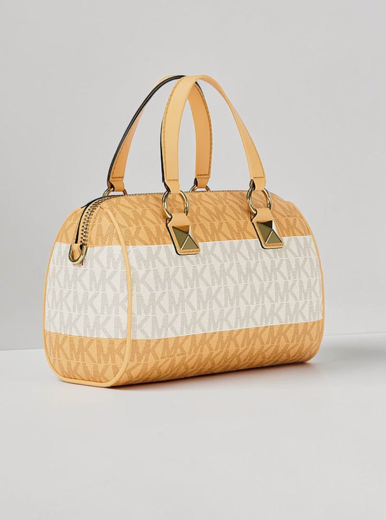 Grayson Striped Signature Logo Duffel Crossbody Bag,35S6SGYC5U
