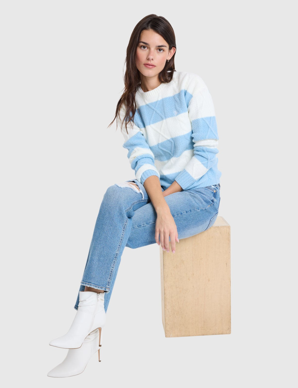 US.POLO.ASSN MIXED CABLE RUGBY STRIPE SWEATER,21W0013-EP00A